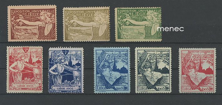 Belgia, Liege, maailmannäyttely 1905, 8 vinjettiä 