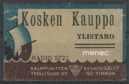 Kauppiasetiketti,  Kosken Kauppa, Ylistaro 