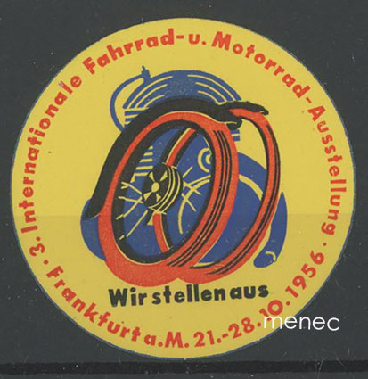 Saksa, Frankfurt, 3. kv. auto- ja moottoripyöränäyttely 1956, vinjetti 
