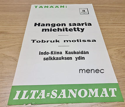 Ilta-Sanomat [Lööppi 3.12.1941] Hangon saaria miehitetty. Tobruk motissa 