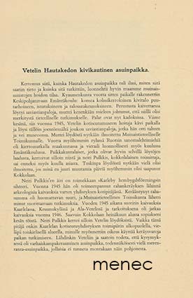 Meinander, C. F. - Vetelin Hautakedon kivikautinen asuinpaikka 