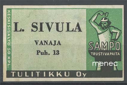Seppä-etiketti, vihreä, L. Sivula, Vanaja 
