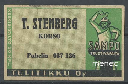Seppä-etiketti, vihreä, T. Stenberg, Korso 