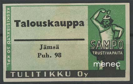 Seppä-etiketti, vihreä, Talouskauppa, Jämsä 