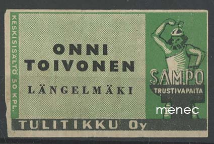 Seppä-etiketti, vihreä, Onni Toivonen, Längelmäki 