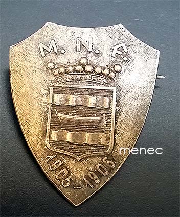 Nylands Nation, jäsenmerkki, M. N. F, 1905–06, hopeaa 