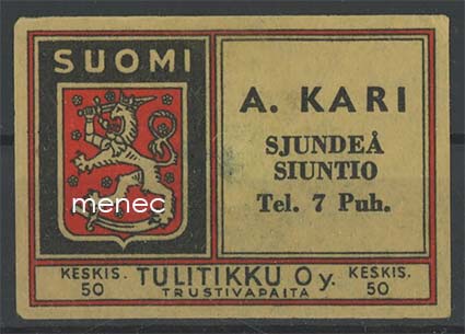 Tulitikkuetiketti, A. Kari, Siuntio 