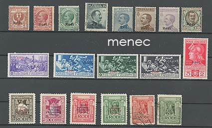 Italia, Egean saaret, Rodi-merkkejä, 31 kpl kokoelma 