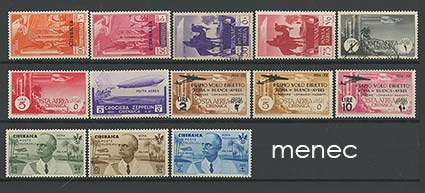 Italia, Kyrenaika, lentopostimerkkejä, 13 kpl 