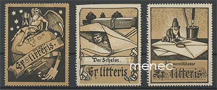 Eurooppalaisia mainosmerkkejä, kirjallisia aiheita, 3 kpl 