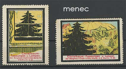 Saksa, mainosmerkkejä, joulukuusenkoristeita ja -lamppuja, 2 kpl 