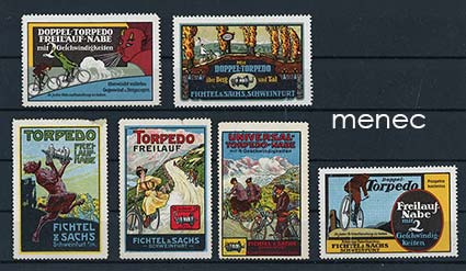 Eurooppalaisia mainosmerkkejä, liikenne, pyörien vaihdetekniikka, 6 kpl 