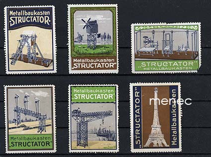 Saksa, mainosmerkkejä, metallisia rakennussarjoja, 6 kpl 