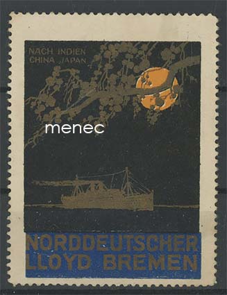 Saksa, mainosmerkki, reitti Intiaan, Kiinaan, Japaniin 