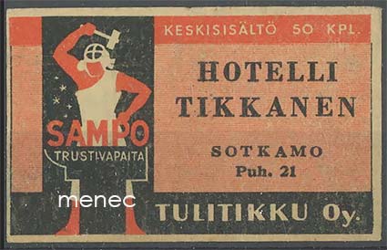 Seppä-etiketti, Hotelli Tikkanen, Sotkamo 