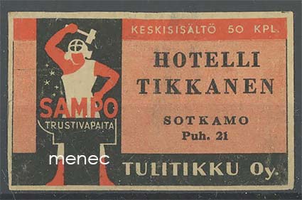 Seppä-etiketti, Hotelli Tikkanen, Sotkamo 