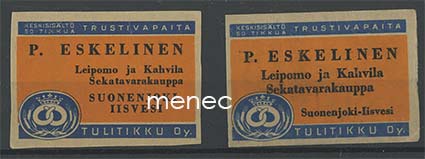 Kauppiasetiketti, P. Eskelinen, Suonenjoki - Iisvesi, 2 erilaista 