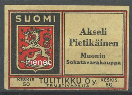 Tulitikkuetiketti, Akseli Pietikäinen, Muonio 