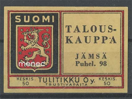 Tulitikkuetiketti, Talouskauppa, Jämsä 