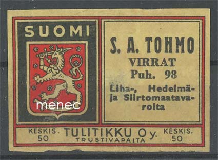 Tulitikkuetiketti, S. A. Tohmo, Virrat 