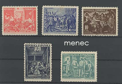 Espanja, sisällissota, Hogar esquela de huerfanos -hyväntekeväisyysmerkit, 10 kpl (tavalliset ja ylipainamalla) 