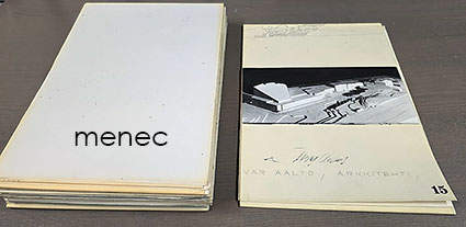 Aalto, Alvar - Finlandia-talon kongressisiipi, 15 suurikokoisen numeroidun kartan/arkkitehtipiirroksen sarja 