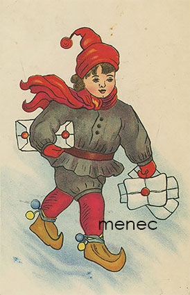 Lahjapakettaja kantamassa 