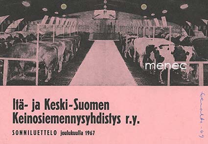 Itä- ja Keski-Suomen Keinosiemennysyhdistys r.y. Sonniluettelo joulukuulla 1967 