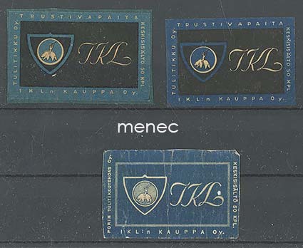 Tulitikkuetikettejä, IKL, kolme mallia 