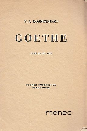 Koskenniemi, V. A. - Goethe 