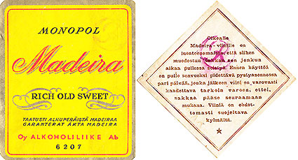 Monopol Madeira (etu- ja takaetiketit) 