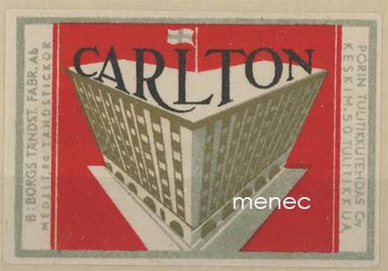 Tulitikkuetiketti, Hotelli Carlton, Viipuri 