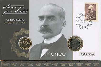 K. J. Ståhlberg, rahakuori: juhlaraha 5 euroa ja kullattu 10 p 1921 