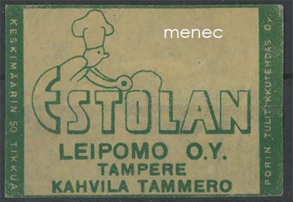 Tulitikkuetiketti, Estolan Leipomo, Tampere 