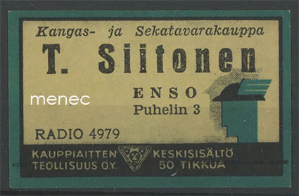 Kauppiasetiketti, T. Siitonen, Enso 