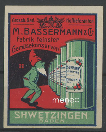 Mainosmerkki, M. Bassermannin vihannessäilykkeitä 
