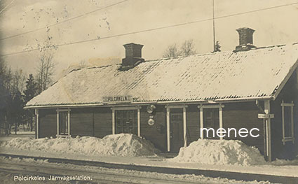 Ruotsi, Polcirkelns järnvägsstation, suomalaisella vuoden 1889 25 p merkillä 