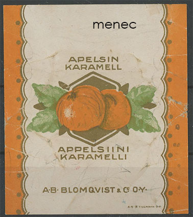 Appelsiini karamelli, makeisetiketti 