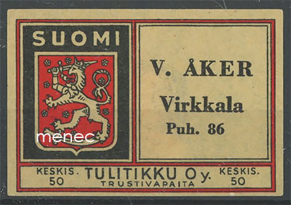 Kauppiasetiketti, V. Åker, Virkkala 