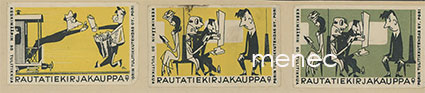 Tulitikkuetikettejä, Rautatiekirjakauppa-sarjaa, 4 kpl 