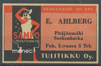 Seppä-etiketti, E. Ahlberg, Pitäjänmäki 