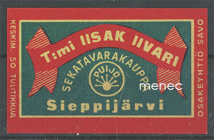 Kauppiasetiketti, T:mi Iisak Iivari, Sieppijärvi 