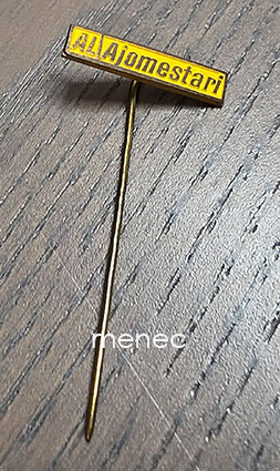 Kaksi Ajomestari-pinssiä 