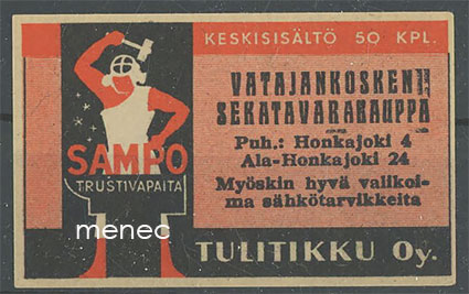 Seppä-etiketti, Vatajankosken sekatavarakauppa, Honkajoki 