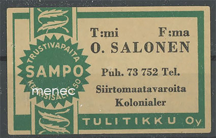 Kauppiasetiketti, O. Salonen, vihreä 