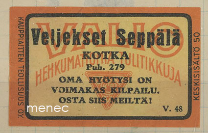 Kauppiasetiketti, Veljekset Seppälä, Kotka 