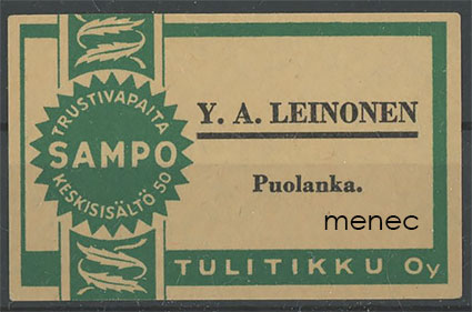 Kauppiasetiketti, Y. A. Leinonen, Puolanka, vihreä 
