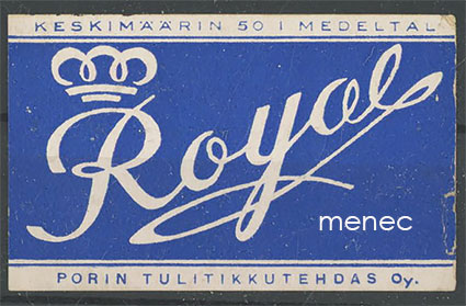 Tulitikkuetiketti, Royal 
