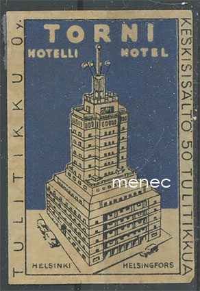 Tulitikkuetiketti, Hotelli Torni, Helsinki 