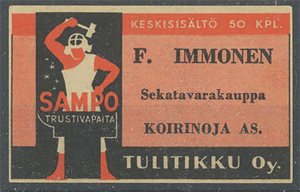 Seppä-etiketti, F. Immonen, Koirinoja As, Impilahti 